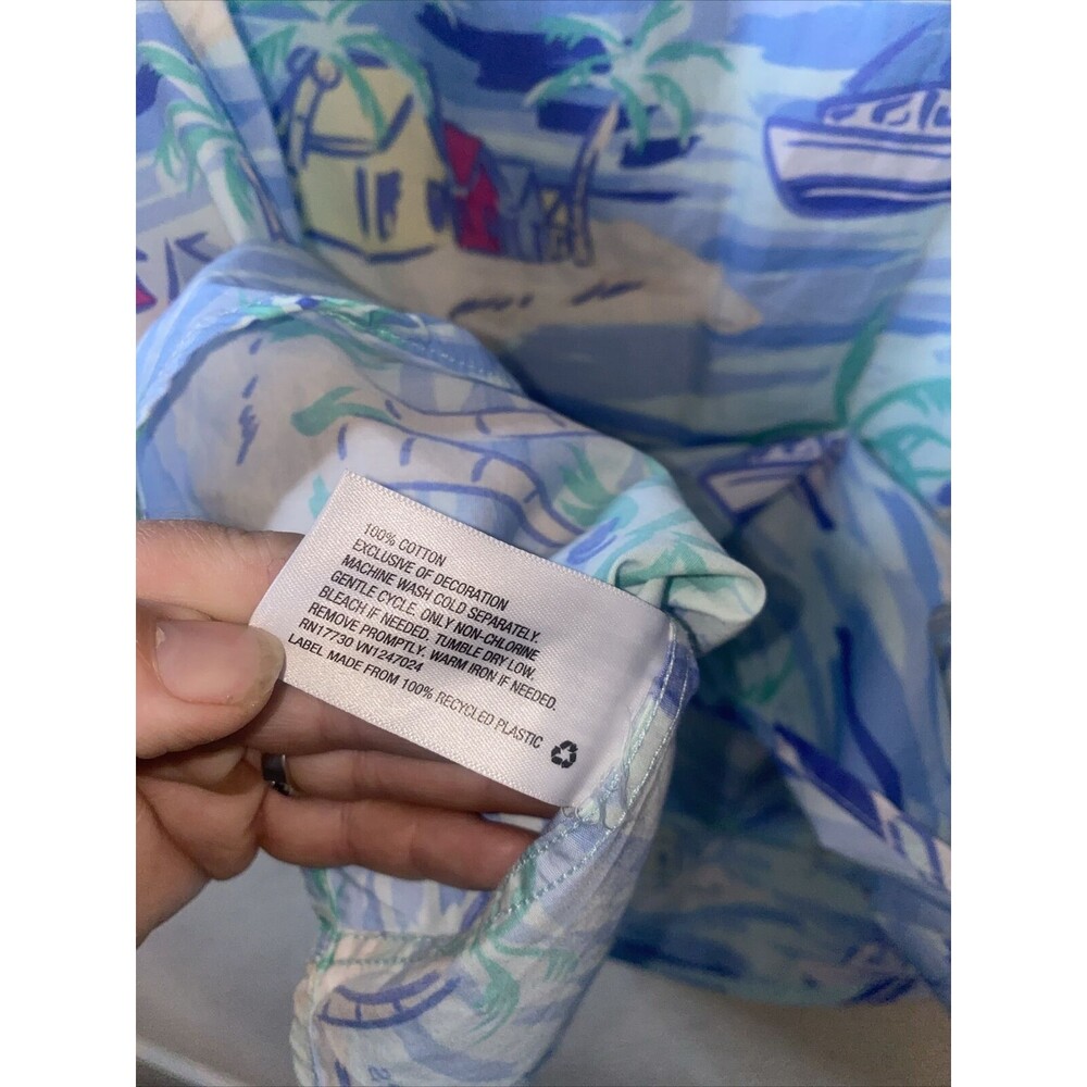 Vineyard Vines Island Tropical shirt Boat L Ocean Short Sleeve button - Picture 8 of 8